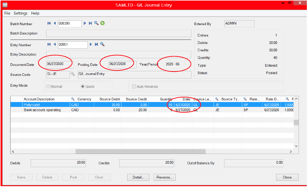 Dates In Sage 300 Journal Entries